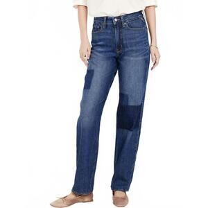 High-Waisted OG Loose Laser Patch Jeans Old Navy Medium Wash Patch NWT 2R